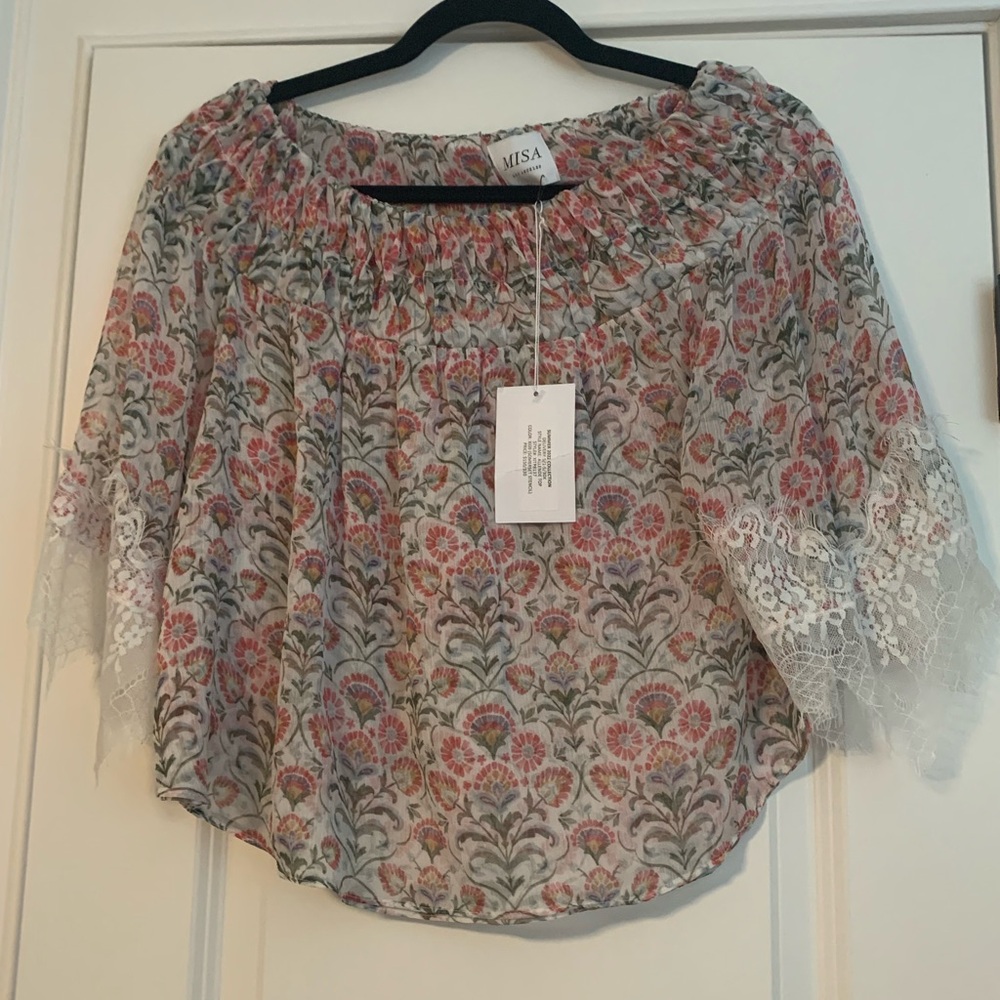 Misa Allende off shoulder top in somerset stencil